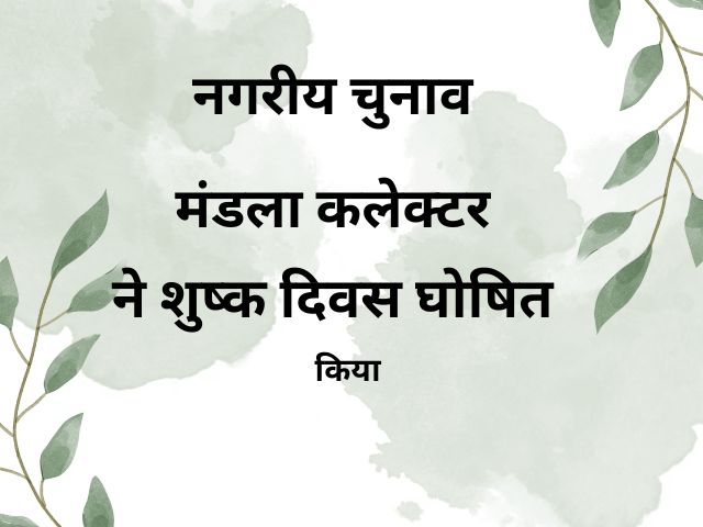 नगरीय निकाय उपचुनाव के लिए शुष्क दिवस घोषित