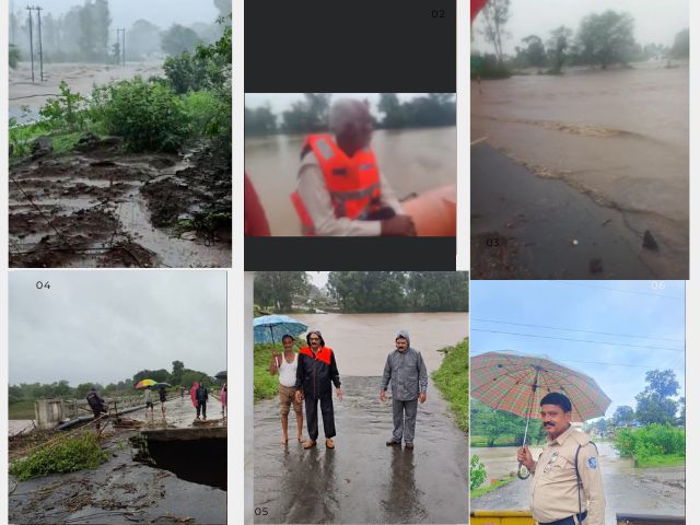 मंडला में भारी बारिश से यातायात अवरूद्ध