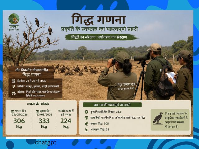 कान्हा में गिद्धों की संख्या में बढ़ोतरी, दूसरे दिन 333 गिद्ध दर्ज
