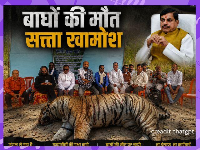 kanha में बाघों की मौत पर बवाल: पत्रकारों का धरना शुरू