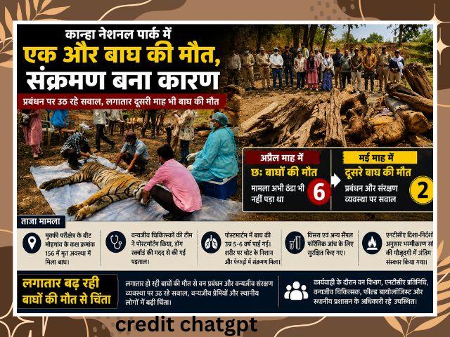 kanha national park में एक और बाघ की मौत, संक्रमण बना कारण
